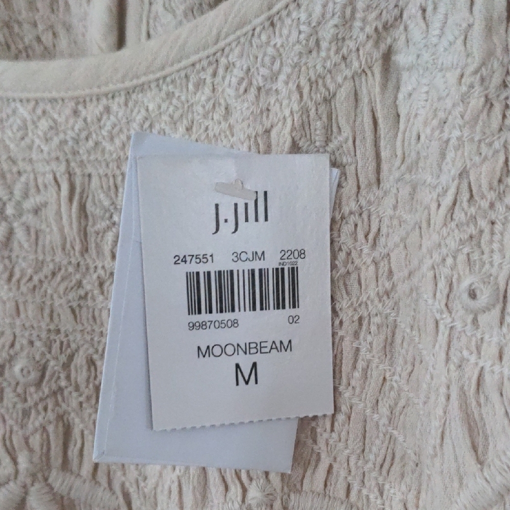 NET J. Jill Beige Blouse with Textured Design size large - Picture 4 of 14